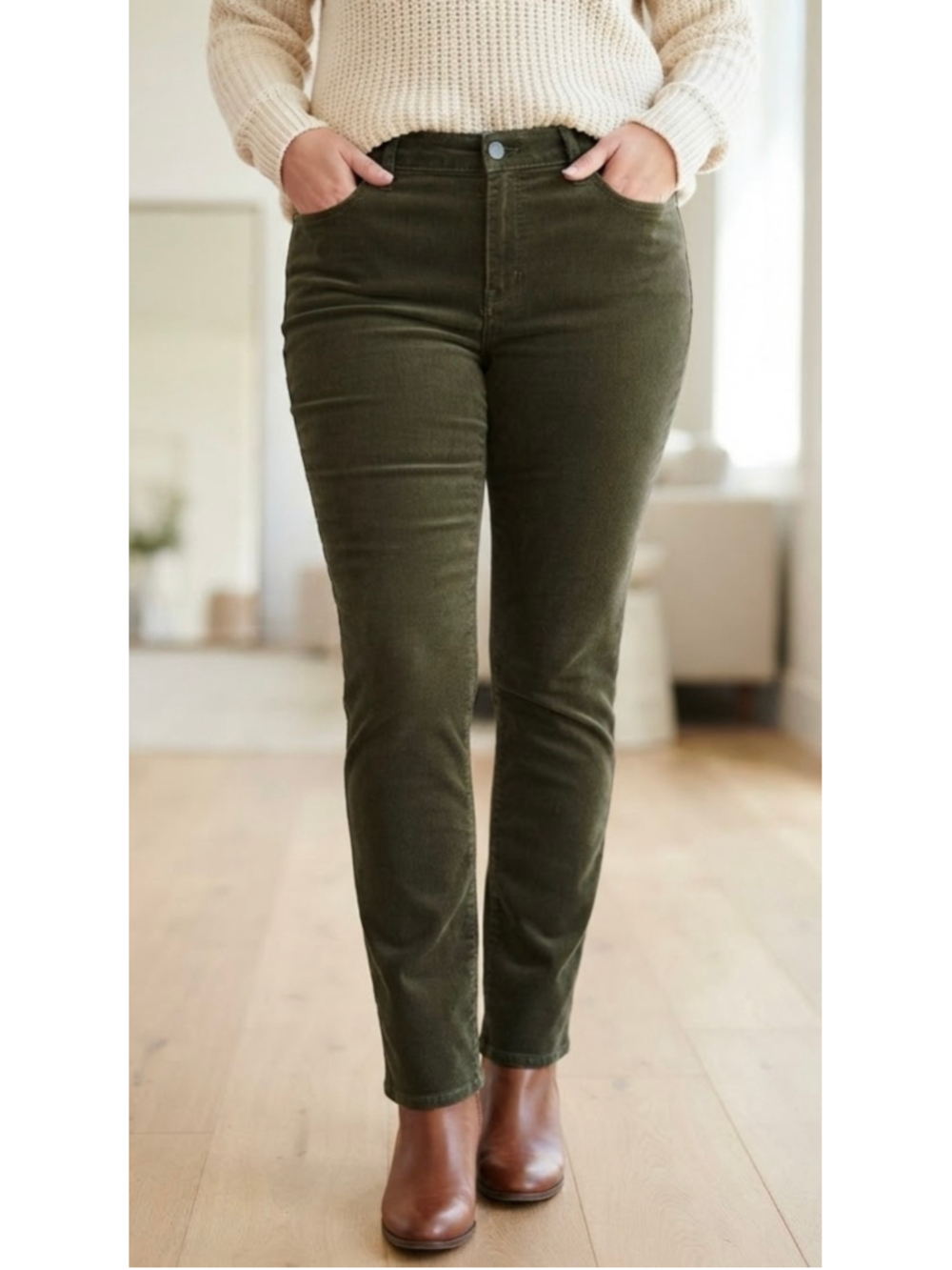 KUT from the Kloth Diana Green Corduroy Skinny Pants Size 16